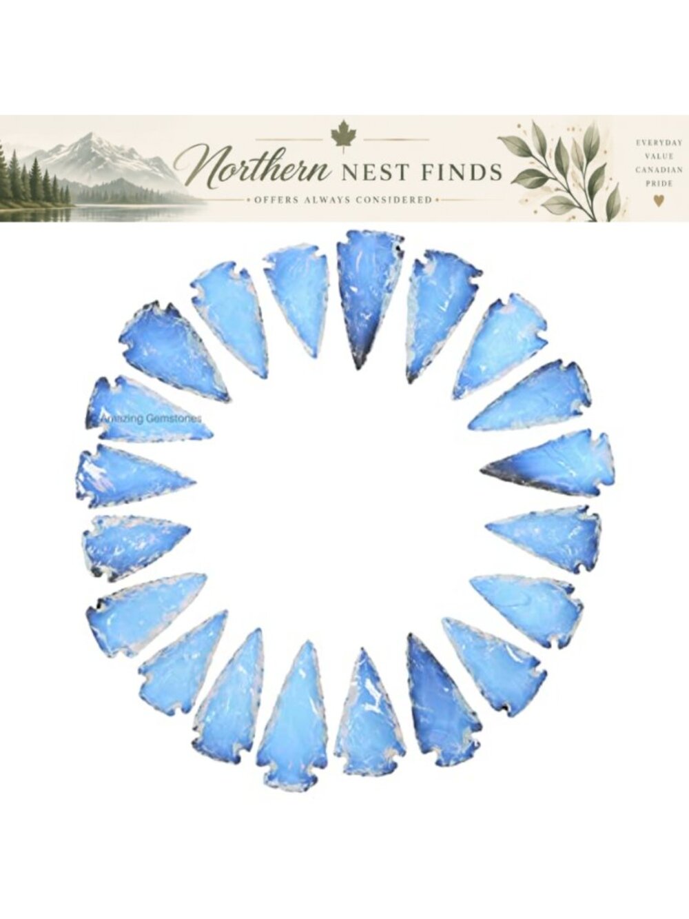 Gemstone Opalite Arrowhead Set 20 Crystal Healing Stones DIY Jewelry Making